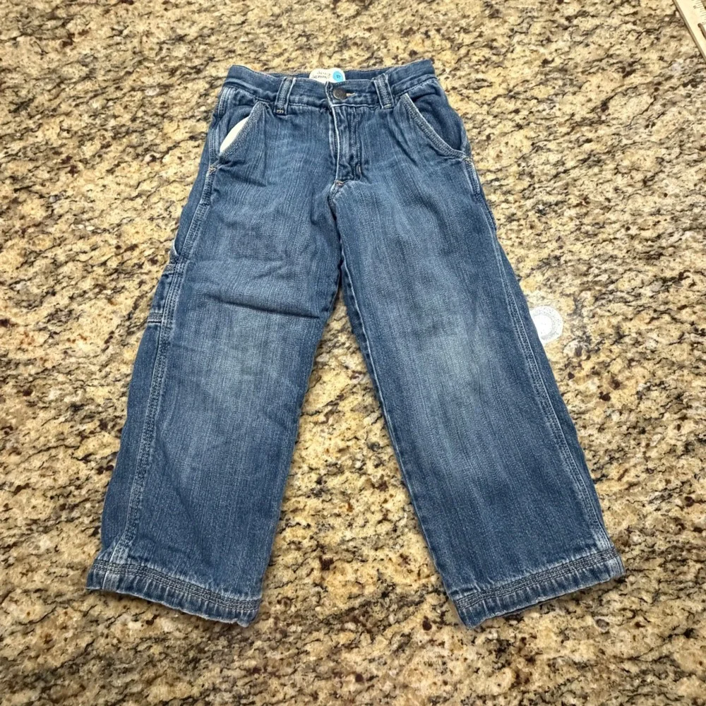 Vintage Old Navy Denim Boy 5T Carpenter Jeans Fleece Lined Camo Blue Pants